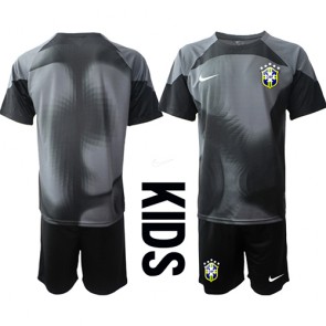 Brasilien Målvakt babykläder Hemmatröja barn VM 2022 Korta ärmar (+ Korta byxor)